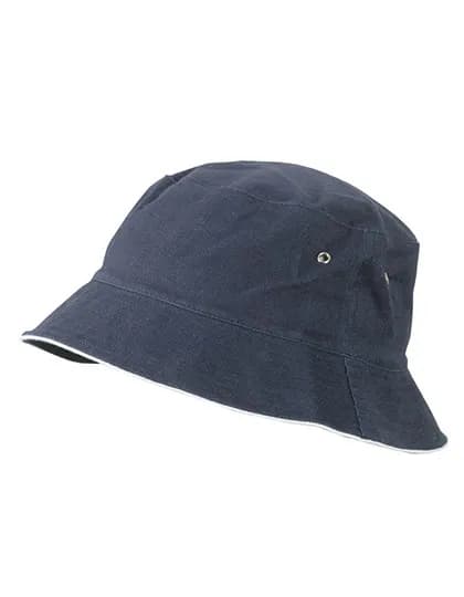 Fisherman Piping Hat - Navy/White