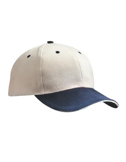 6-Panel Sandwich Cap - Beige/Navy/Beige