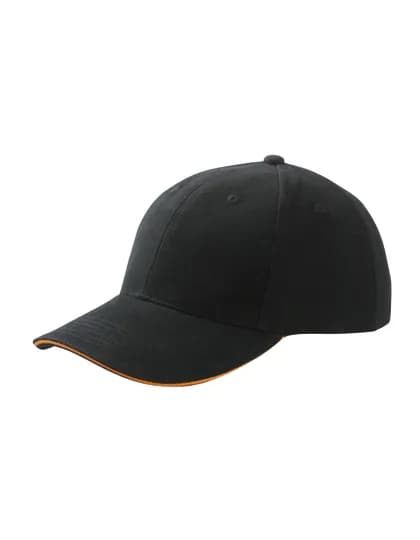 6-Panel Sandwich Cap - Black/Orange