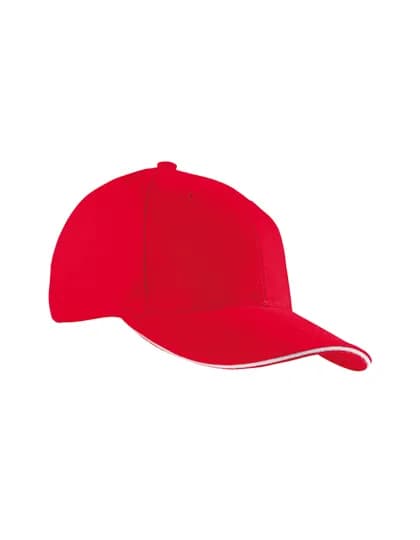 6-Panel Sandwich Cap - Red/White
