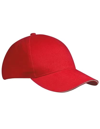5 Panel Sandwich Cap - Red/White