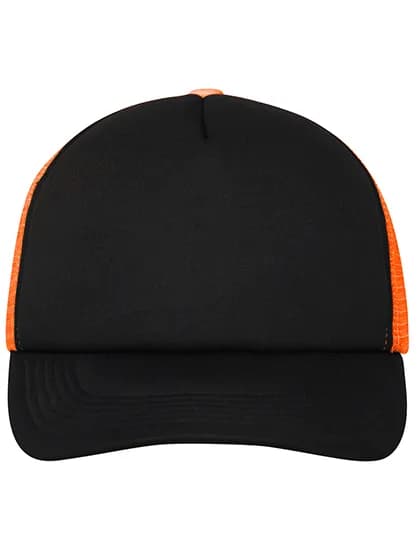 5-Panel Polyester Mesh Cap - Black/Neon Orange