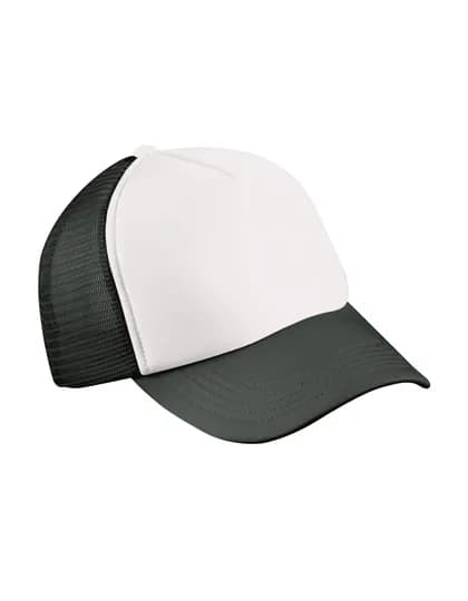 5-Panel Polyester Mesh Cap - White/Black