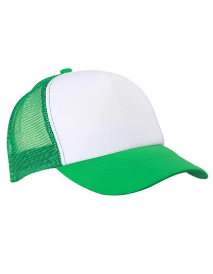 5-Panel Polyester Mesh Cap - White/Fern Green