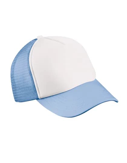 5-Panel Polyester Mesh Cap - White/Light Blue