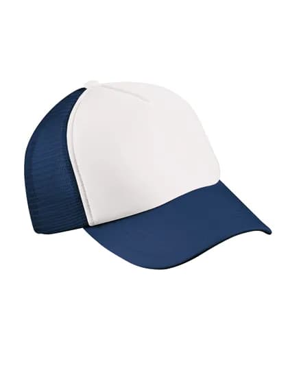 5-Panel Polyester Mesh Cap - White/Navy