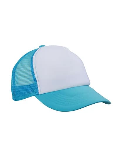 5-Panel Polyester Mesh Cap - White/Pacific