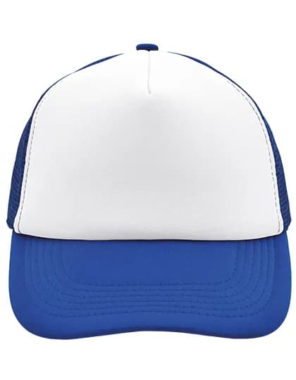 5-Panel Polyester Mesh Cap - White/Royal