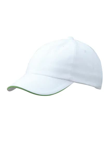 6-Panel Raver Sandwich Cap - White/Lime Green