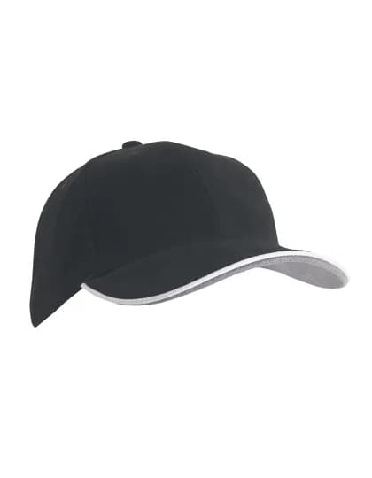 6 Panel Double Sandwich Cap - Black/White/Dark Grey