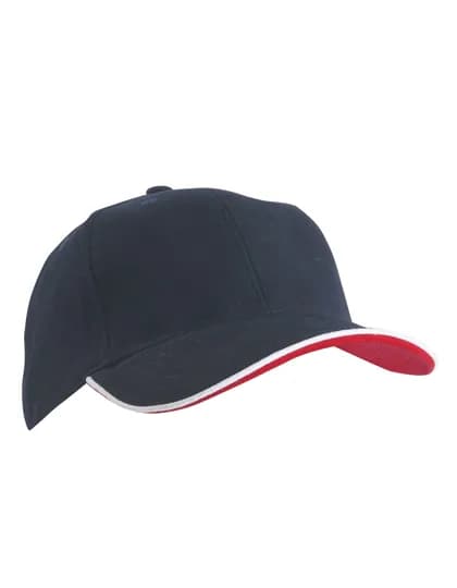 6 Panel Double Sandwich Cap - Navy/White/Red