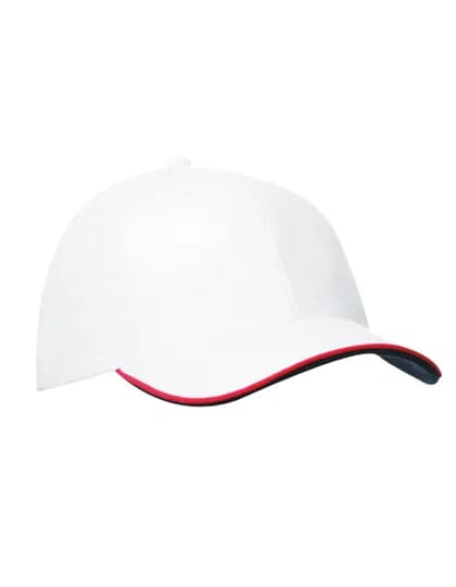 6 Panel Double Sandwich Cap - White/Red/Navy