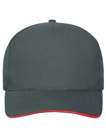 5 Panel Sandwich Cap Bio Cotton - Graphite/Red