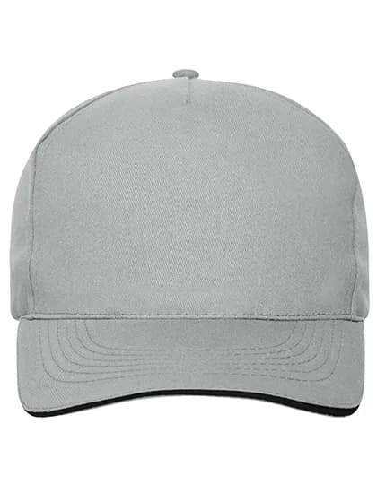 5 Panel Sandwich Cap Bio Cotton - Light Grey/Black