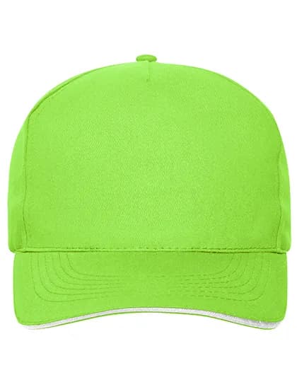 5 Panel Sandwich Cap Bio Cotton - Lime Green/White
