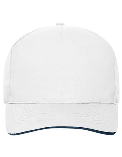 5 Panel Sandwich Cap Bio Cotton - White/Navy