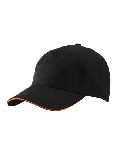 5 Panel Sandwich Cap - Black/Orange