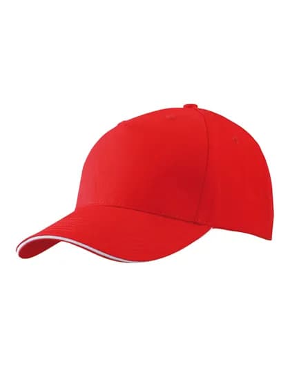 5 Panel Sandwich Cap - Red/White