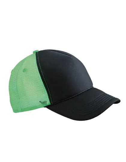 5 Panel Retro Mesh Cap - Black/Neon Green