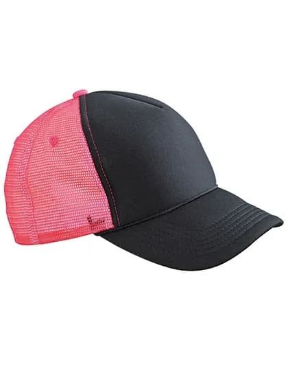 5 Panel Retro Mesh Cap - Black/Neon Pink