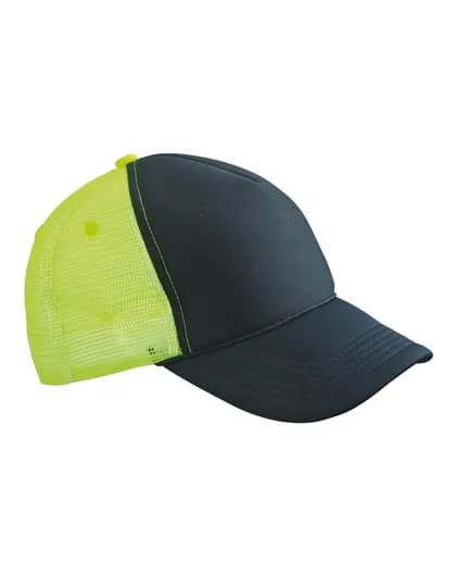 5 Panel Retro Mesh Cap - Black/Neon Yellow