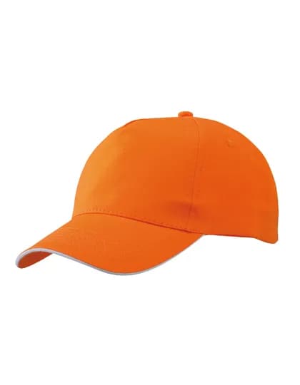 5 Panel Promo Sandwich Cap - Orange/White