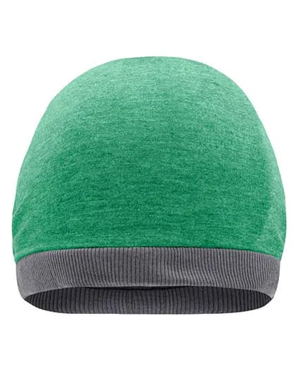 Heather Summer Beanie - Green Melange/Dark Grey