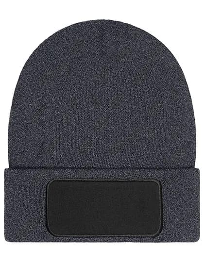 Beanie with Patch - Thinsulate - Dark Grey Melange