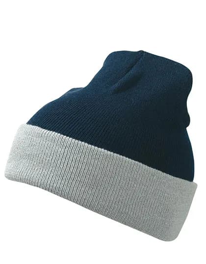 Knitted Cap - Navy/Grey