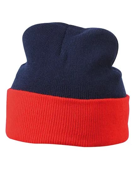 Knitted Cap - Navy/Red