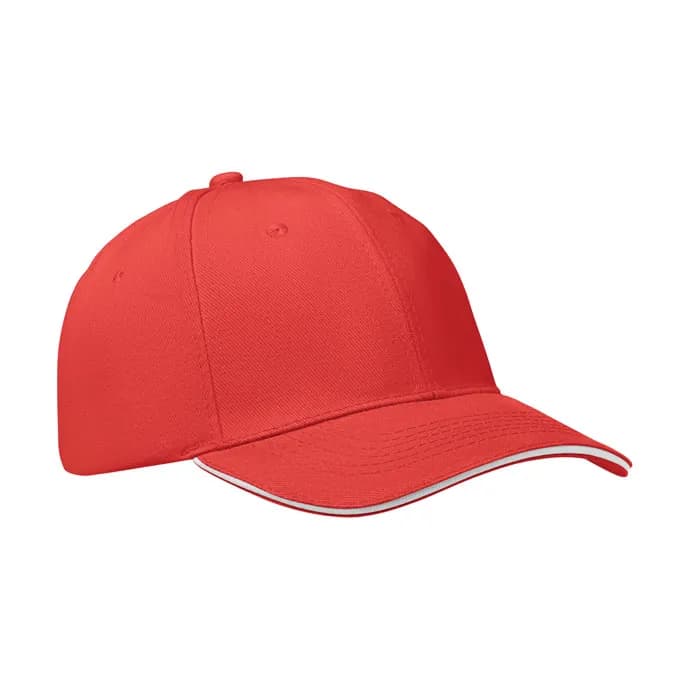 BASEBALL CAP 6 PANELS 260G/M² - BUFFALO - Weiß/rot