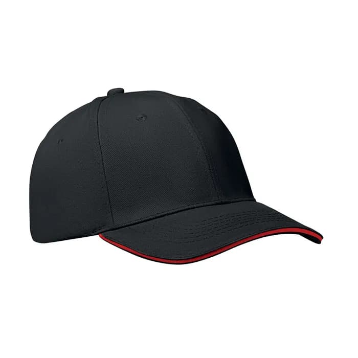 BASEBALL CAP 6 PANELS 260G/M² - BUFFALO - Schwarz/Rot
