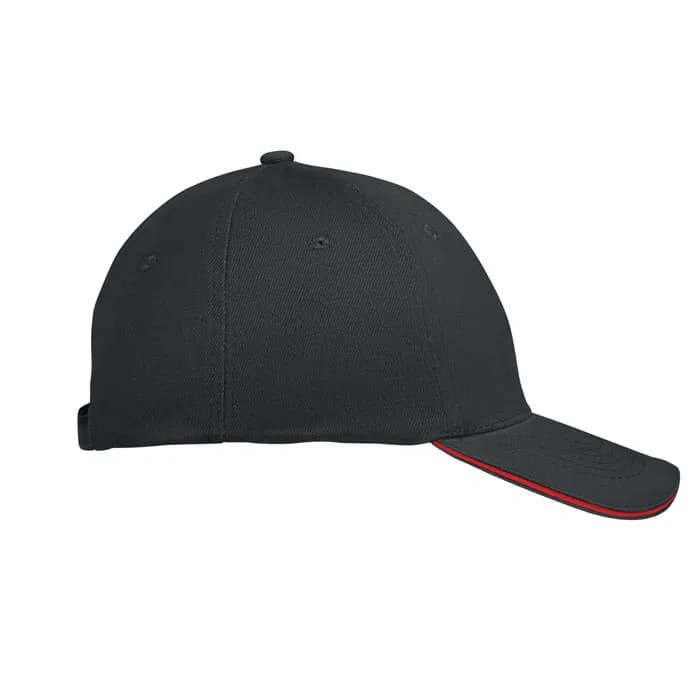 BASEBALL CAP 6 PANELS 260G/M² - BUFFALO - Schwarz/Rot