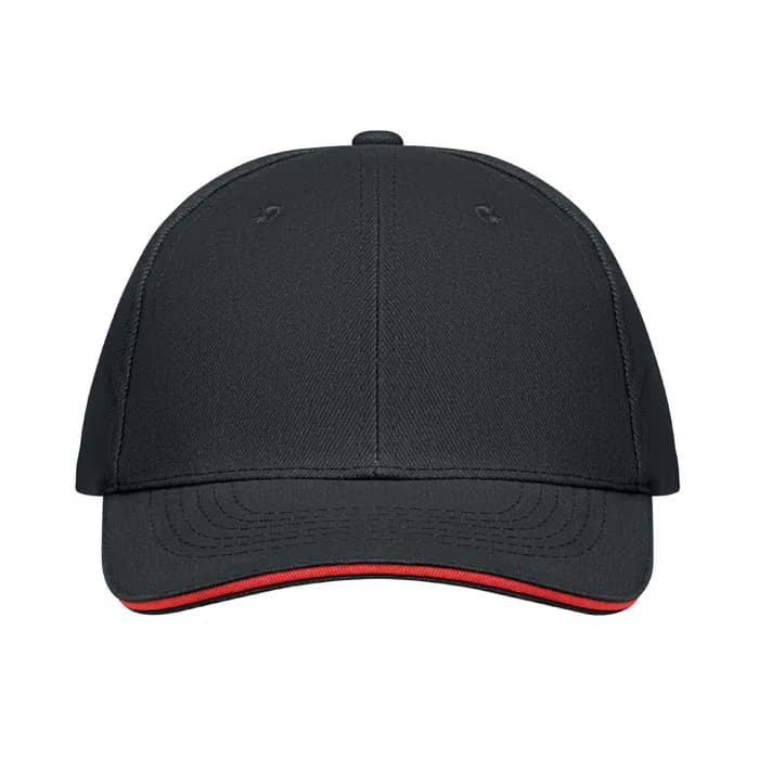 BASEBALL CAP 6 PANELS 260G/M² - BUFFALO - Schwarz/Rot
