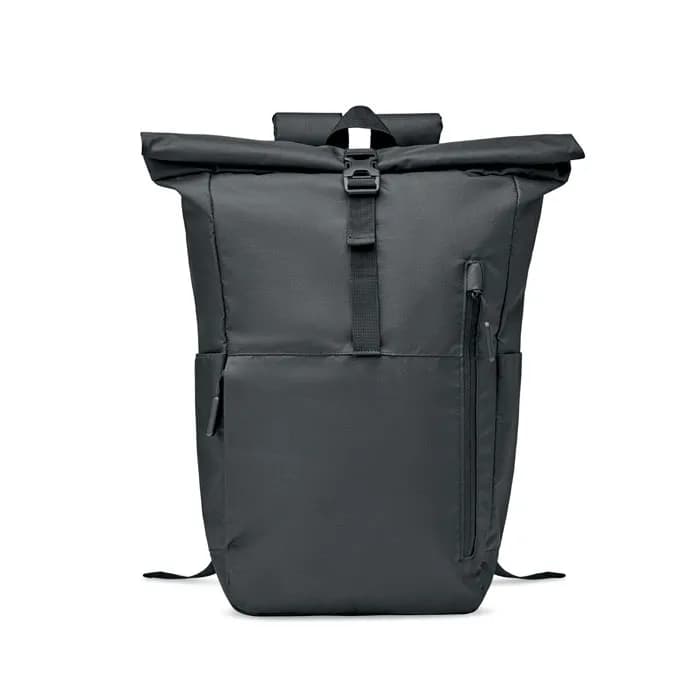 Rolltop-Rucksack 300D RPET - VALLEY ROLLPACK - Schwarz