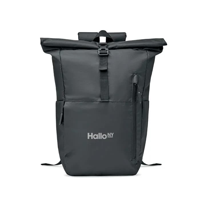 Rolltop-Rucksack 300D RPET - VALLEY ROLLPACK - Schwarz