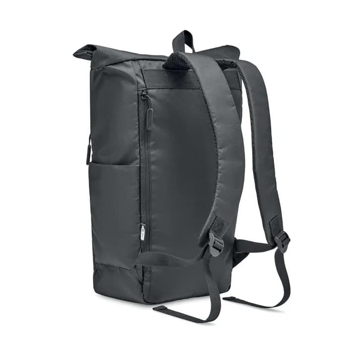 Rolltop-Rucksack 300D RPET - VALLEY ROLLPACK - Schwarz