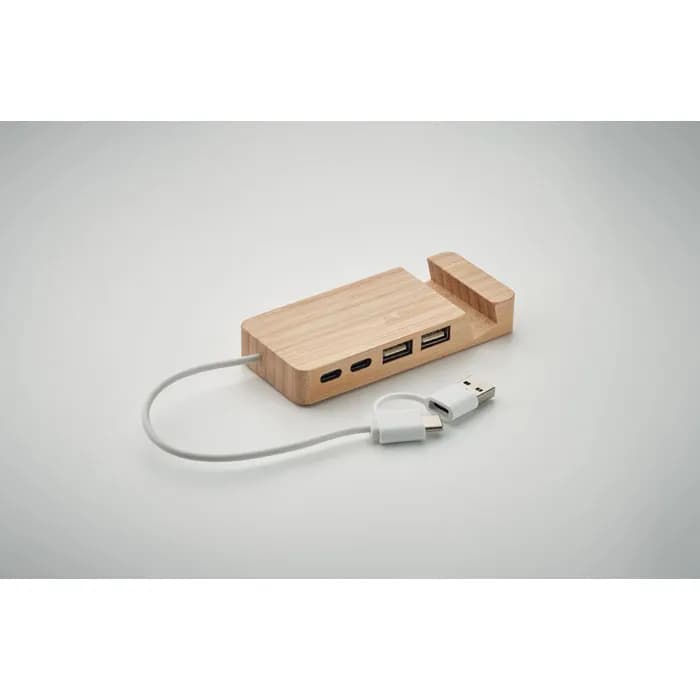 4 Port USB Hub - HUBSTAND - Holz