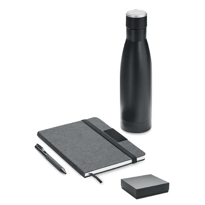 Set Notizbuch mit Flasche - YOKOSO - Schwarz