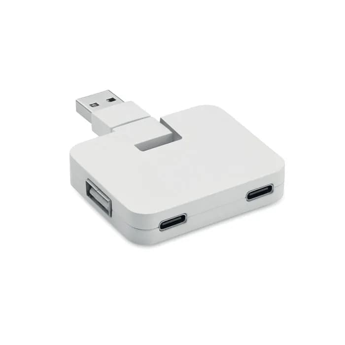 4 Port USB Hub - SQUARE-C - Weiß