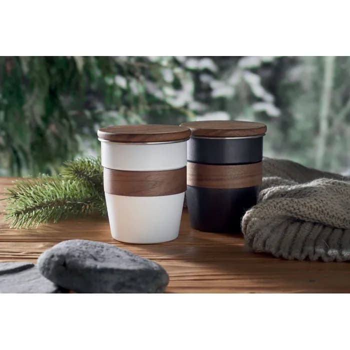 Einwandiger Becher 350 ml - WALNUT - Weiß