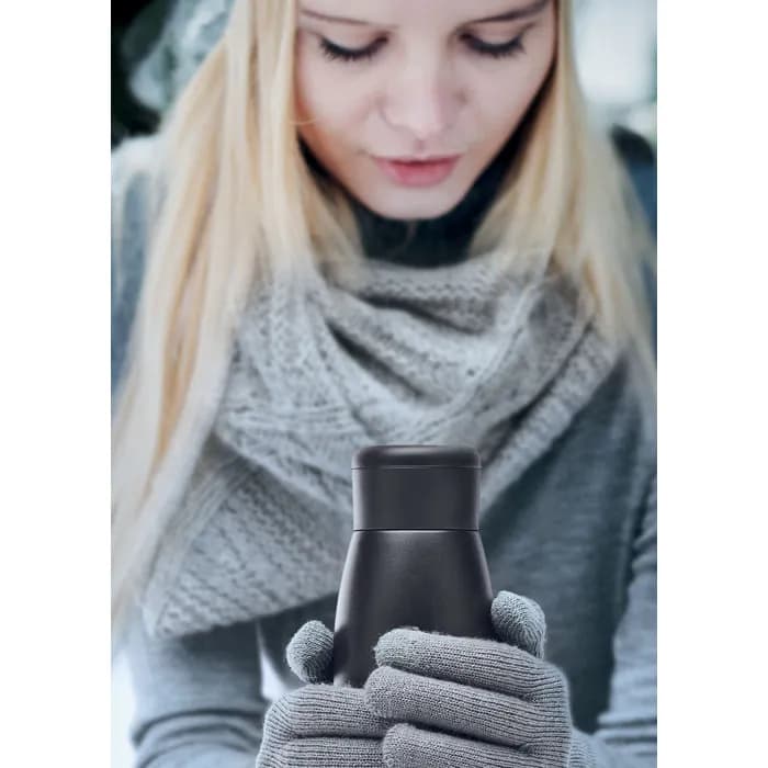 Doppelwandige Flasche 400 ml - CALEFRIO - Schwarz