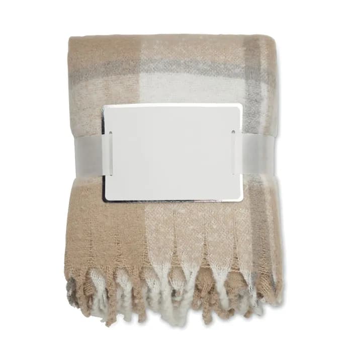 Karierte Mohair-Decke - QUET - Beige