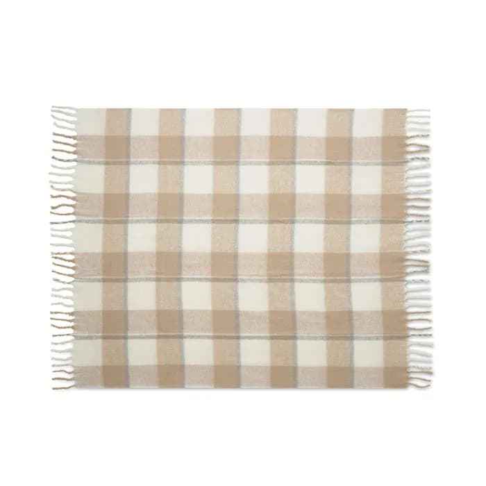 Karierte Mohair-Decke - QUET - Beige