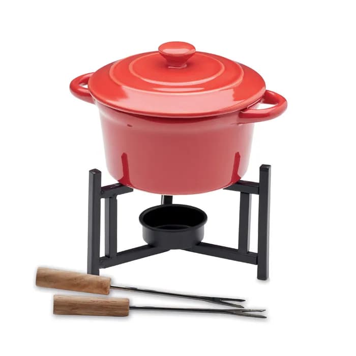 Keramik-Fondue-Set 300 ml - BIG KASE - Rot