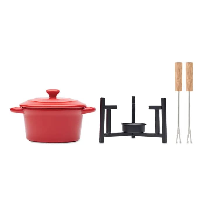 Keramik-Fondue-Set 300 ml - BIG KASE - Rot