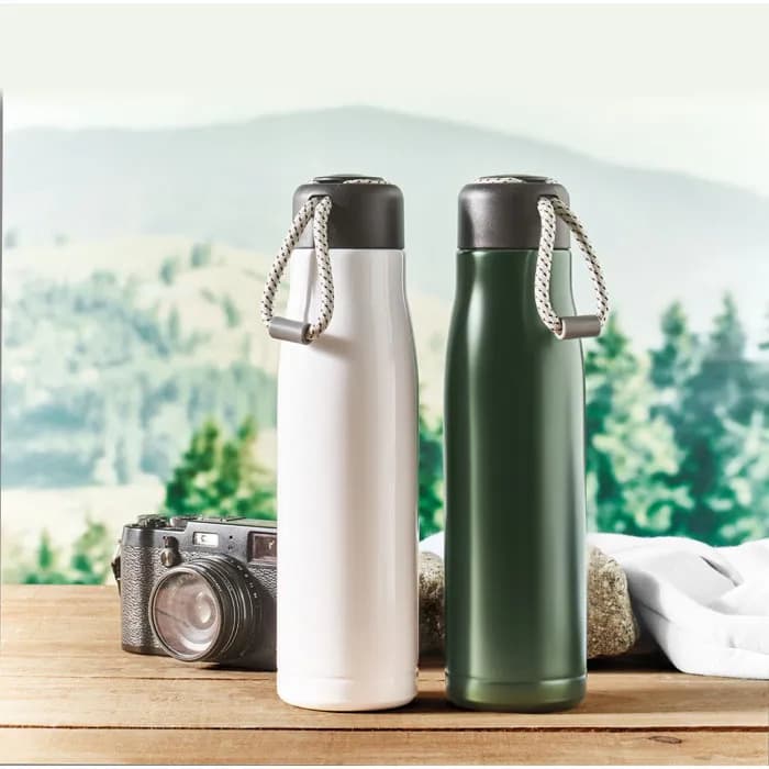 Doppelwandige Flasche 500 ml - CORDLE - Dunkelgrün