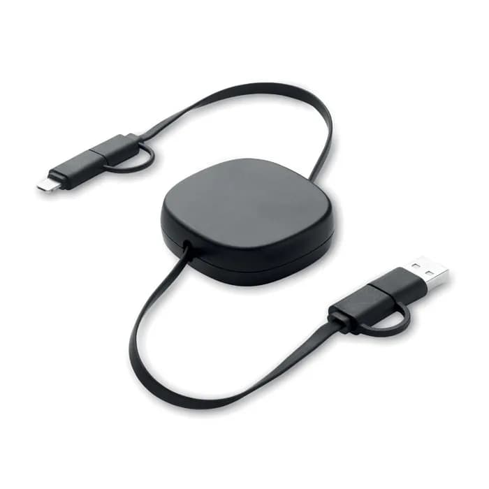 Einziehbares Ladekabel 60W - LINEA - Schwarz