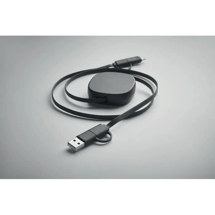 Einziehbares Ladekabel 60W - LINEA - Schwarz