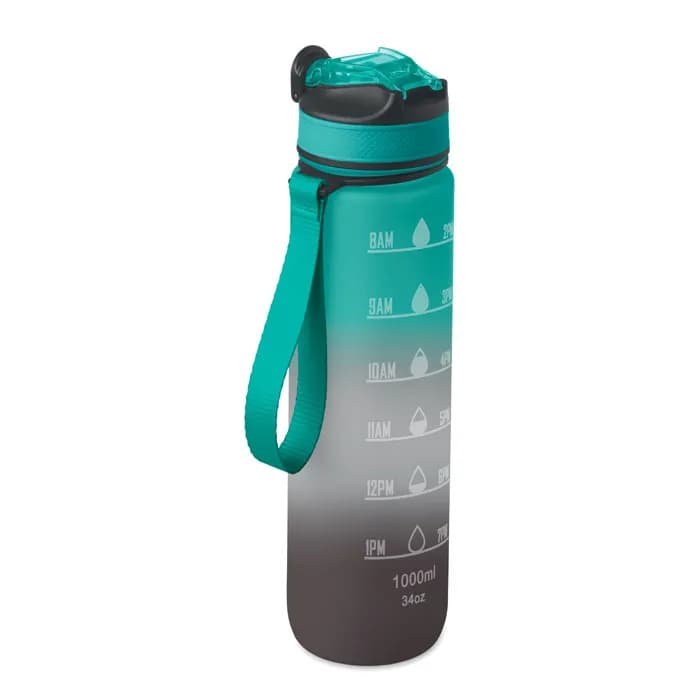 Sport-Trinkflasche RPET 1L - ACTIVATE - Schwarz/Blau
